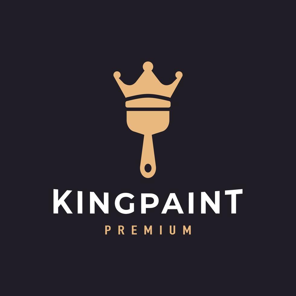 Brush for Paint with King or Queen Crown Royal Logo Design Inspiration vector