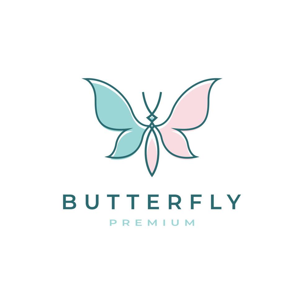 Butterfly Symbol Icon Line art Outline Monoline Logo Design Inspiration vector