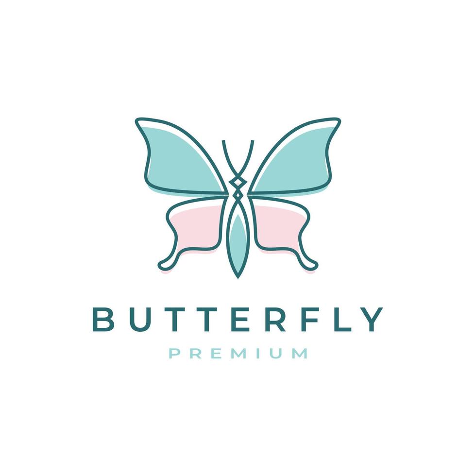 Butterfly Symbol Icon Line art Outline Monoline Logo Design Inspiration vector