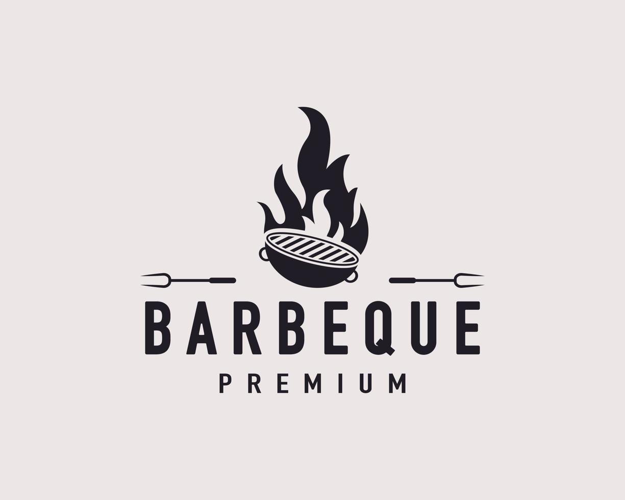 Vintage Retro Label Badge Emblem Barbeque Charcoal Grill Hipster Logo Inspiration vector