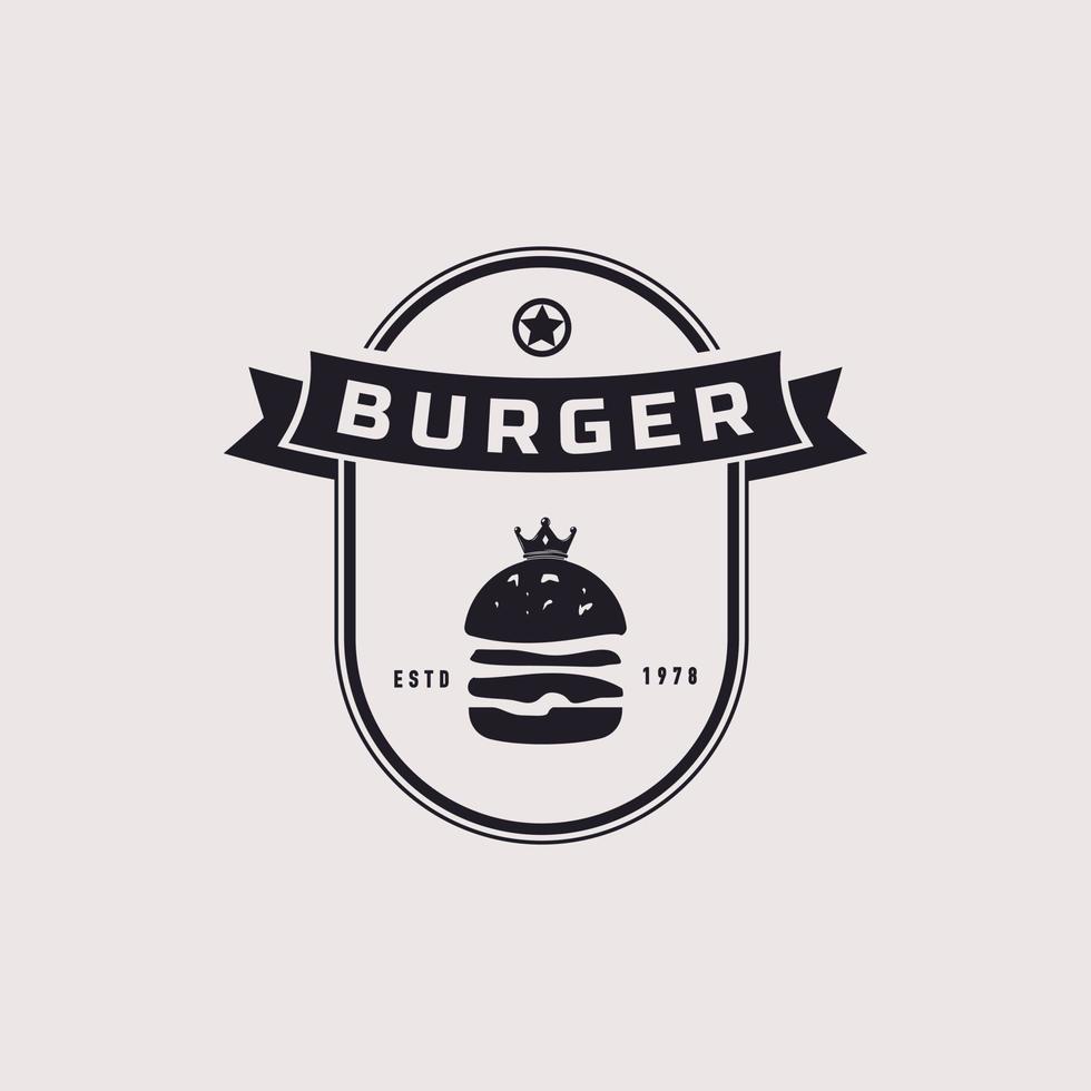 Vintage Retro Badge Emblem Burger, Hamburger, Big burger, Restaurant Logo Design Inspiration vector