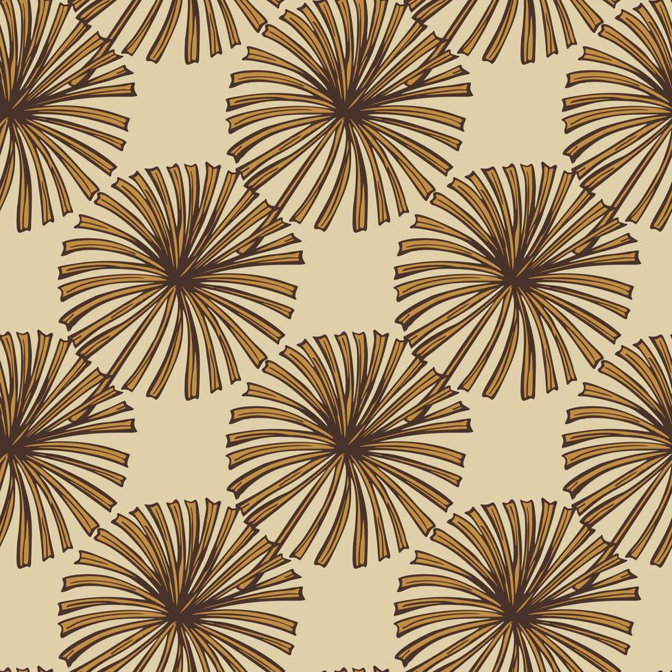 Fan palm leaves seamless pattern on. Vintage tropical foliage in engraving style. vector