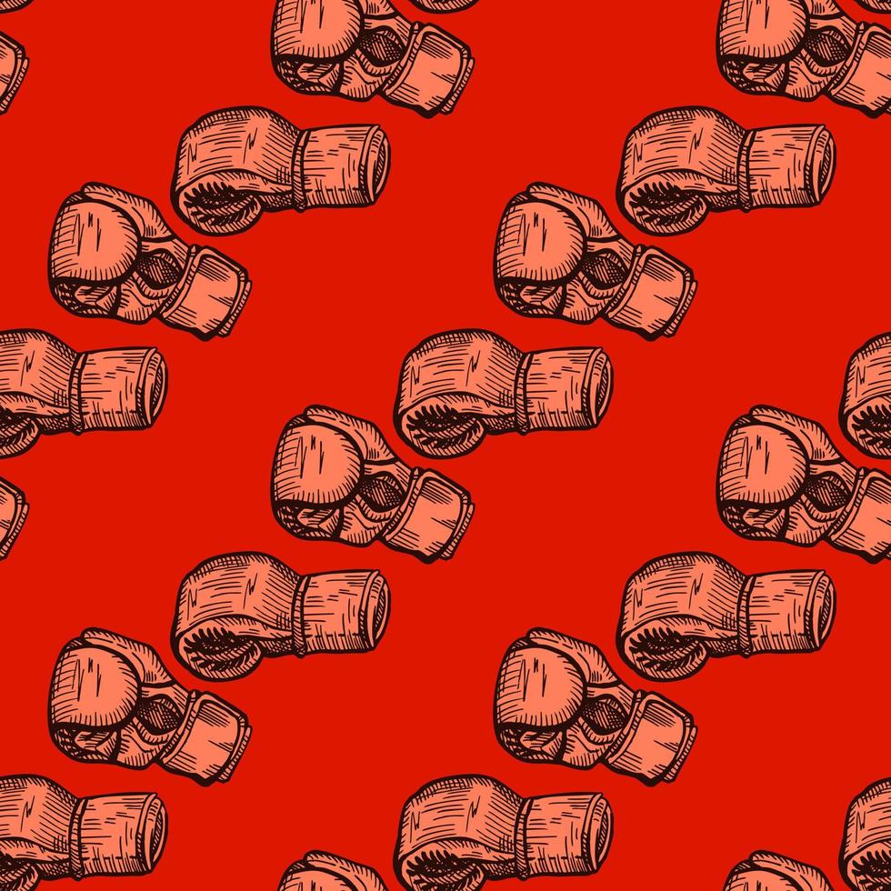Boxing gloves seamless pattern. Vintage sport inventory background. vector