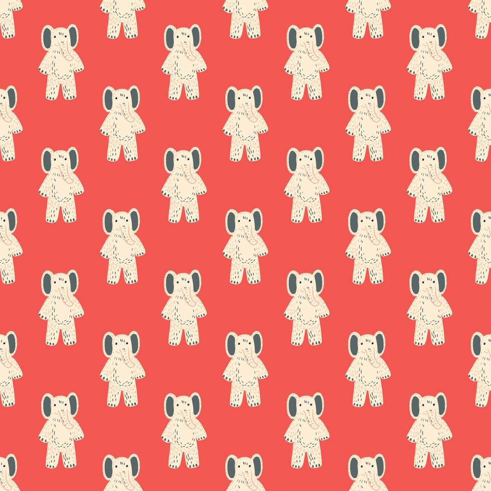 Cute elephant toy seamless pattern. Funny child playthings in doodle style. vector
