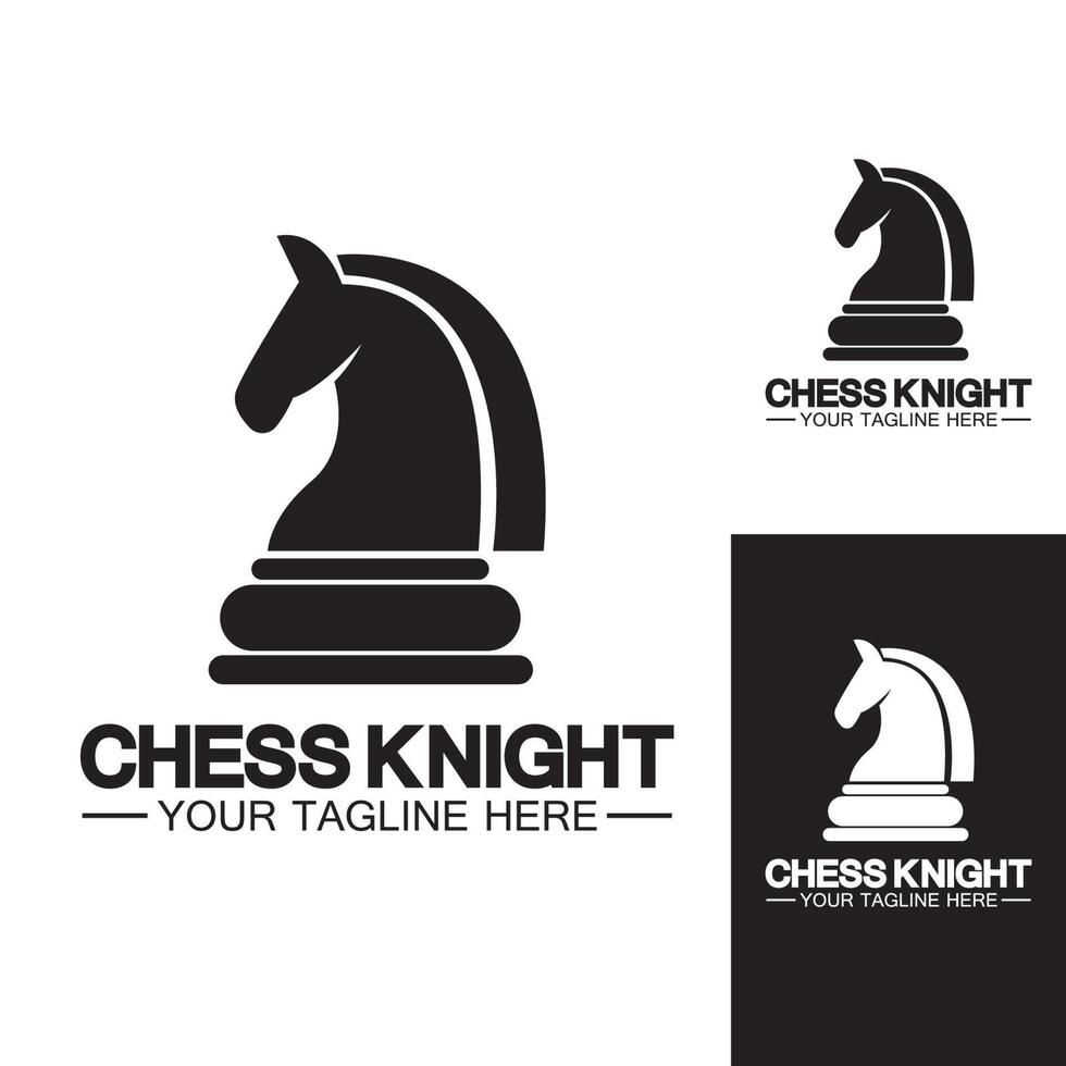 Black Chess Knight Horse silhouette logo design vector template