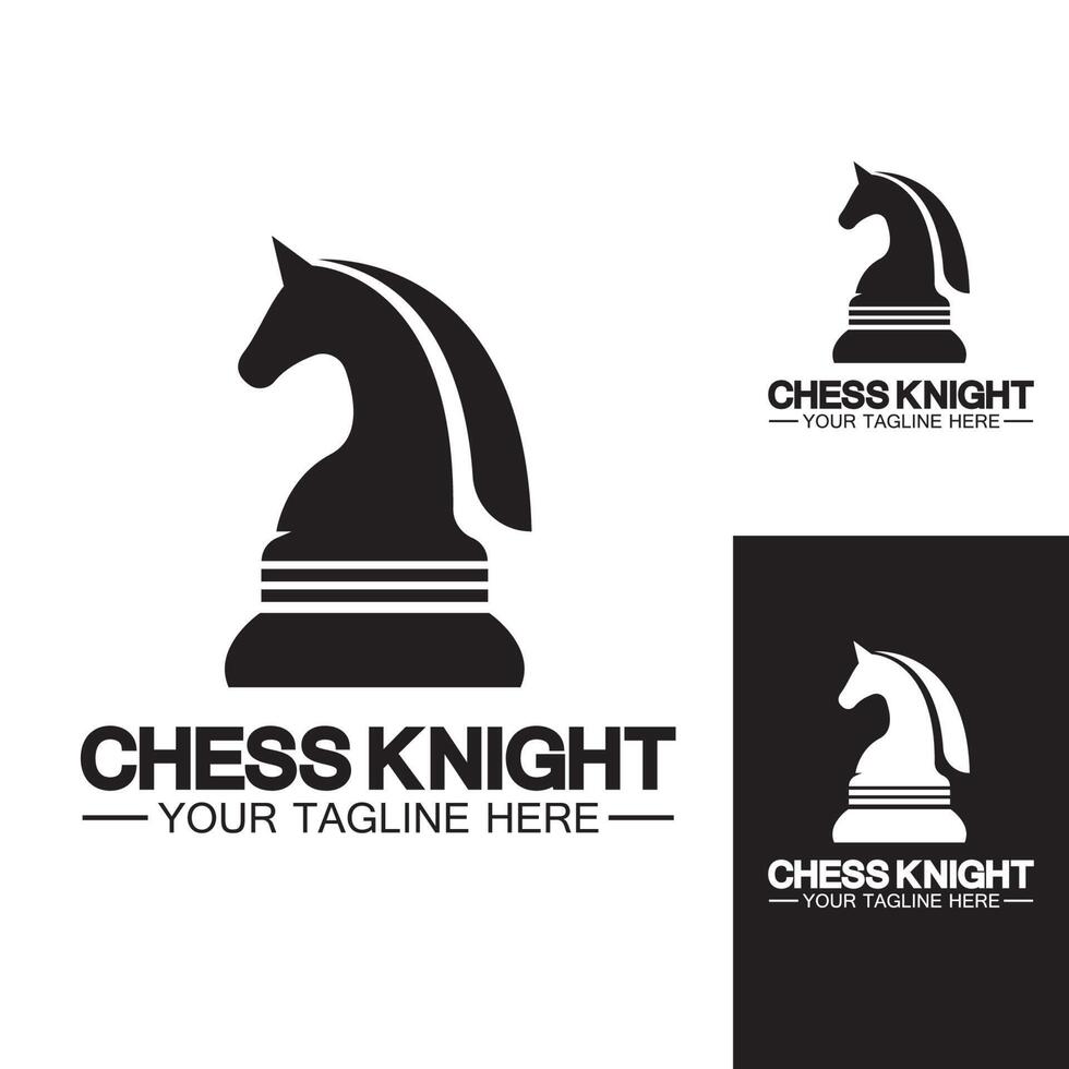 Black Chess Knight Horse silhouette logo design vector template