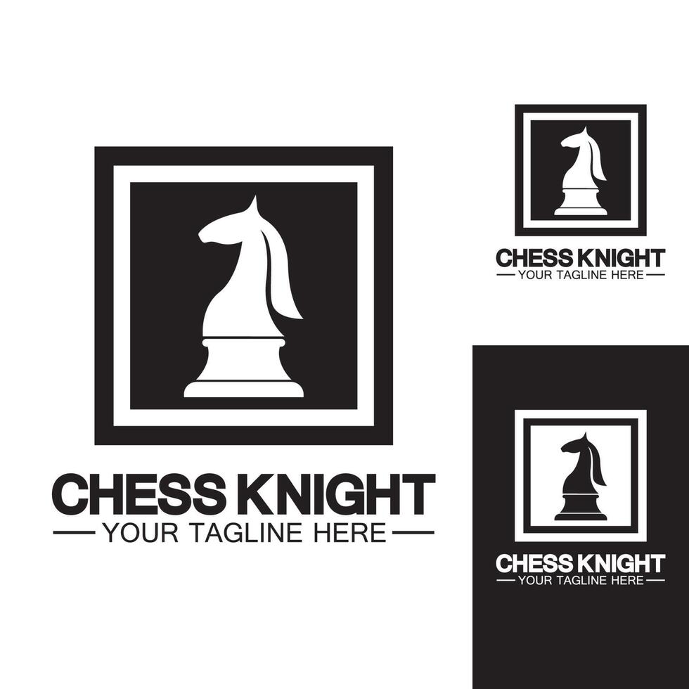 Black Chess Knight Horse silhouette logo design vector template