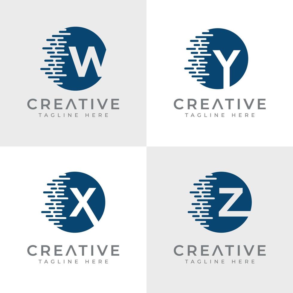 Technology Letter mark monogram logo design collection template, W, X, Y, Z, logo vector