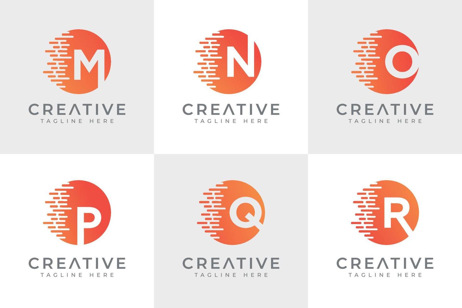 Technology Letter mark monogram logo design collection template, M, N, O, P, Q, R, logo vector