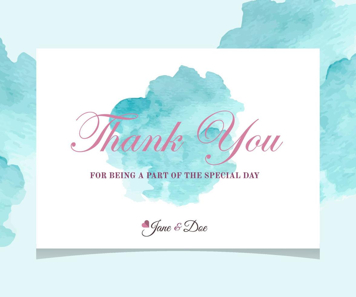 Thank You Card With Watercolor Ornaments Perfect for wedding, greeting or invitation design vector