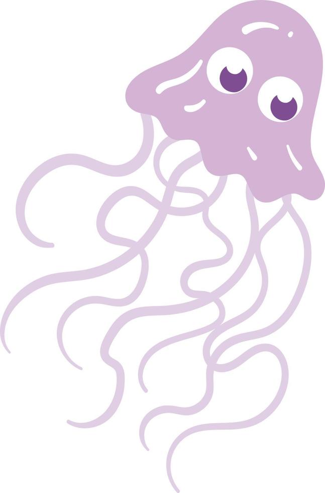 Cute Purple Jellyfish character with eyes swimming underwater vector