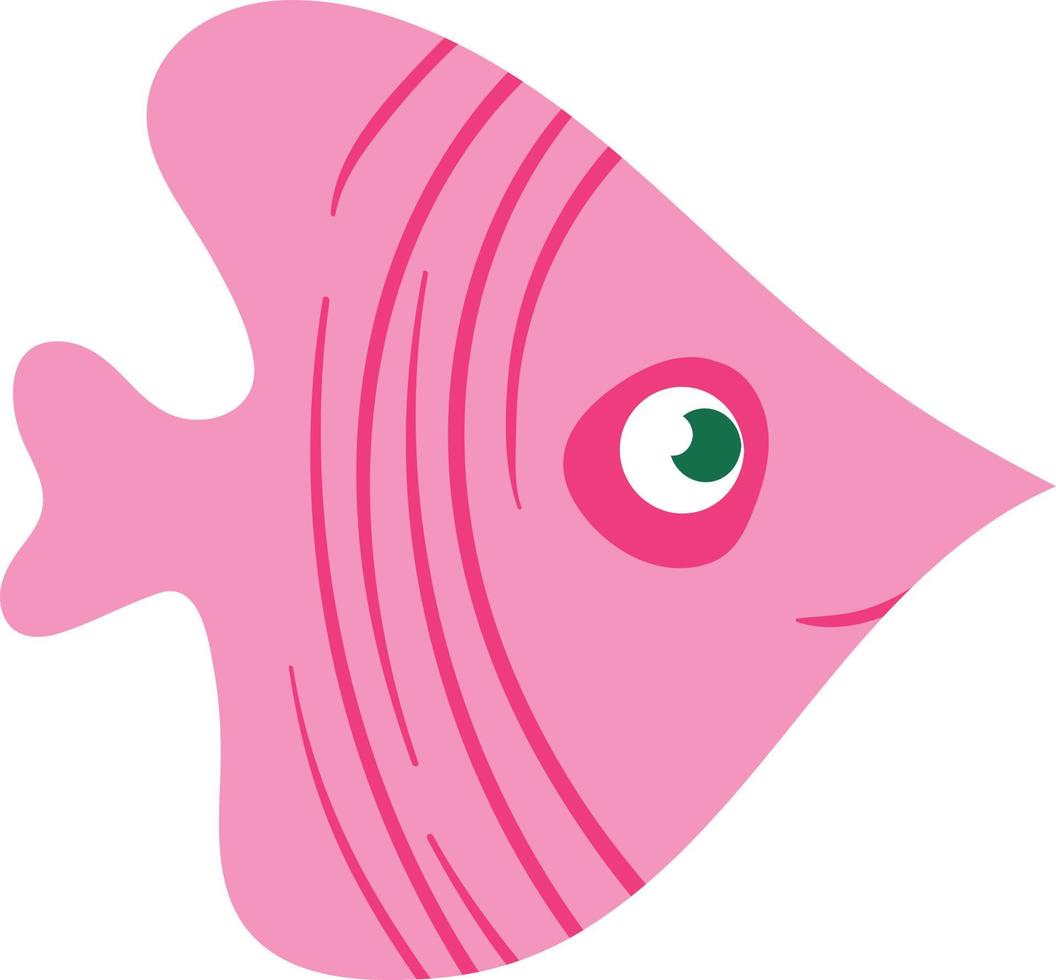 Cute pink fish character, hand drawn illustration vector