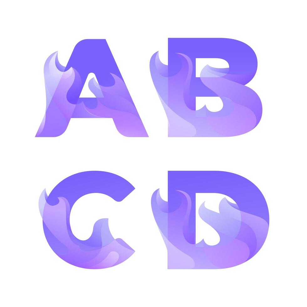flame lettering logo gradient A B C D vector