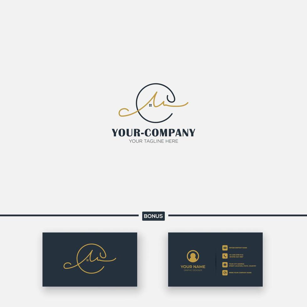 M C letter simple real estate logo design minimalist vector
