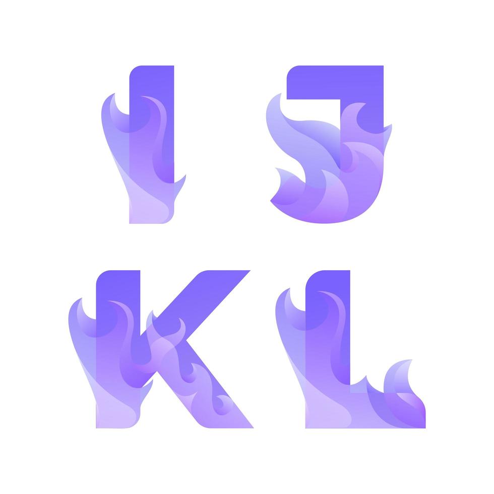 flame lettering logo gradient I J K L vector