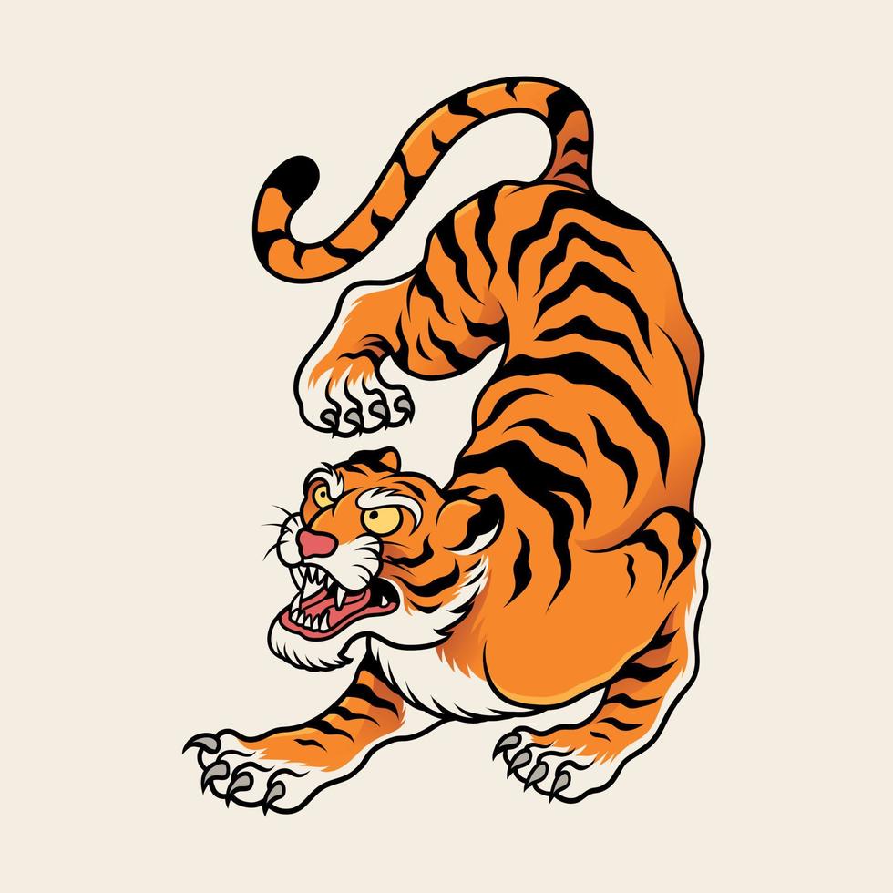 Tiger cartoon ornament vector