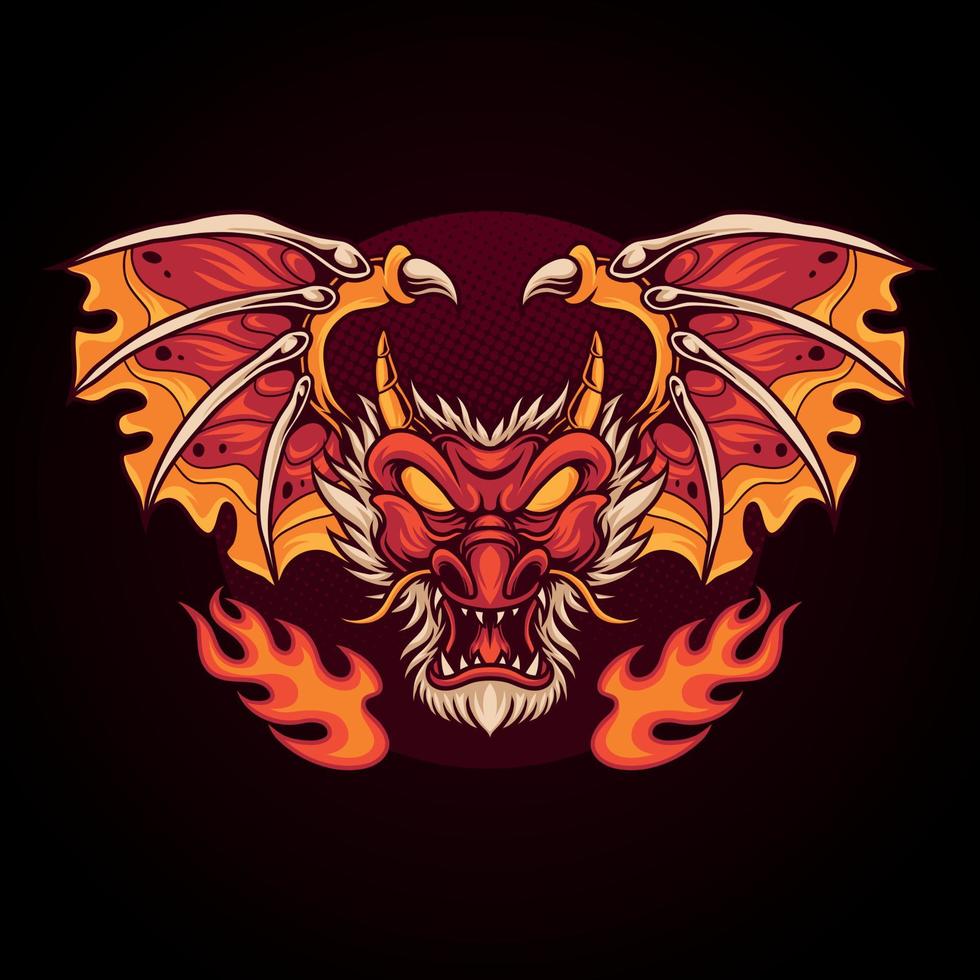 Dragon head emblem vector