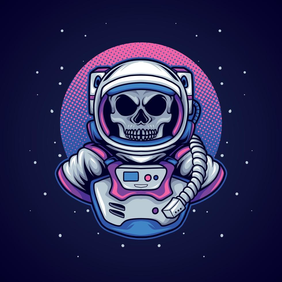 Astronaut skull badge vector