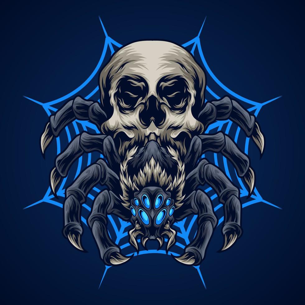 Spider skull head vector