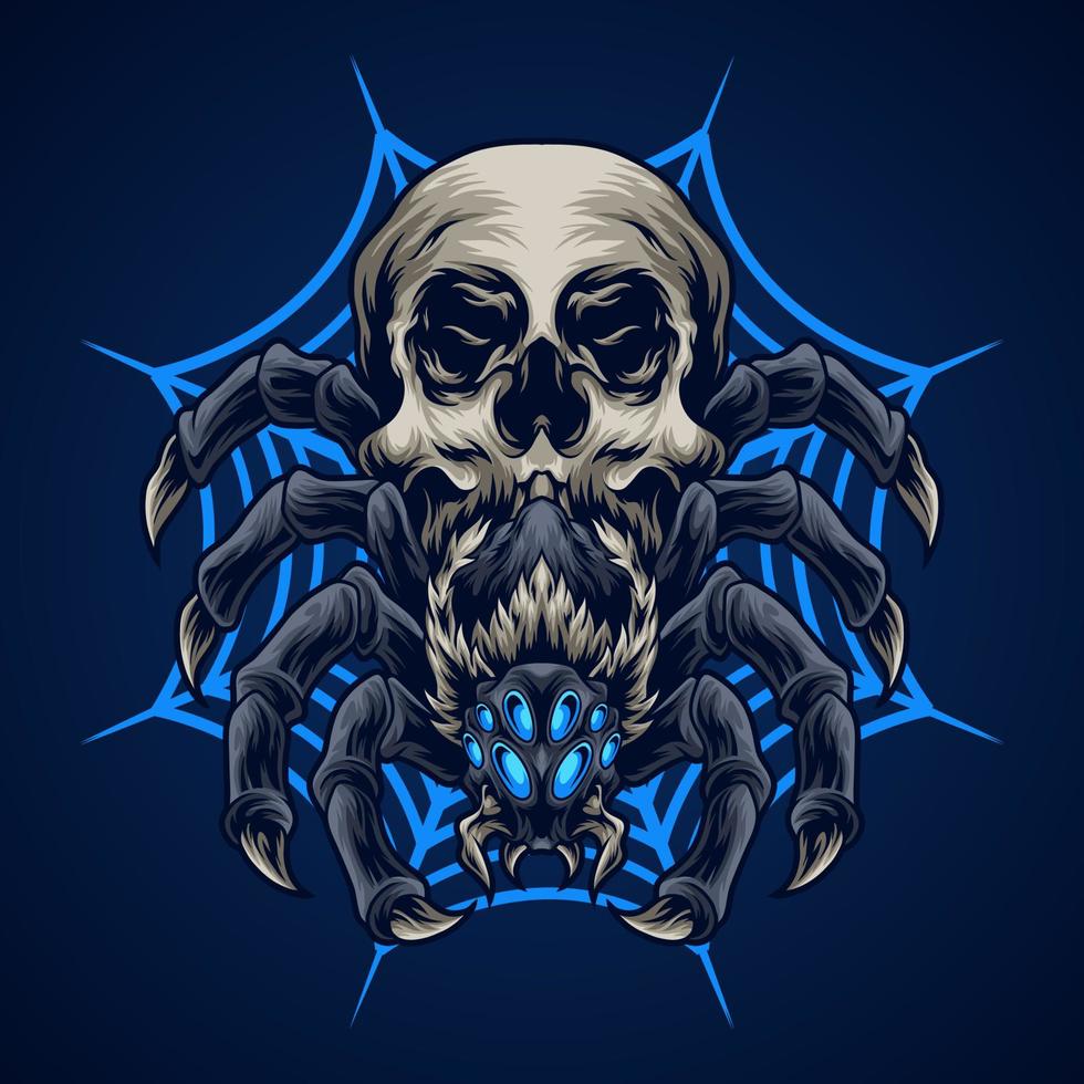 Spider skull head vector