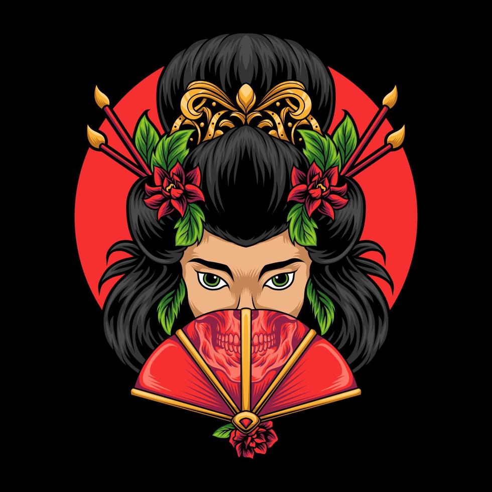 cabeza de geisha japonesa vector