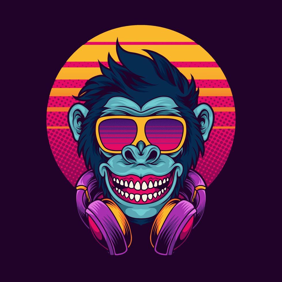 Gaming monkey head vector