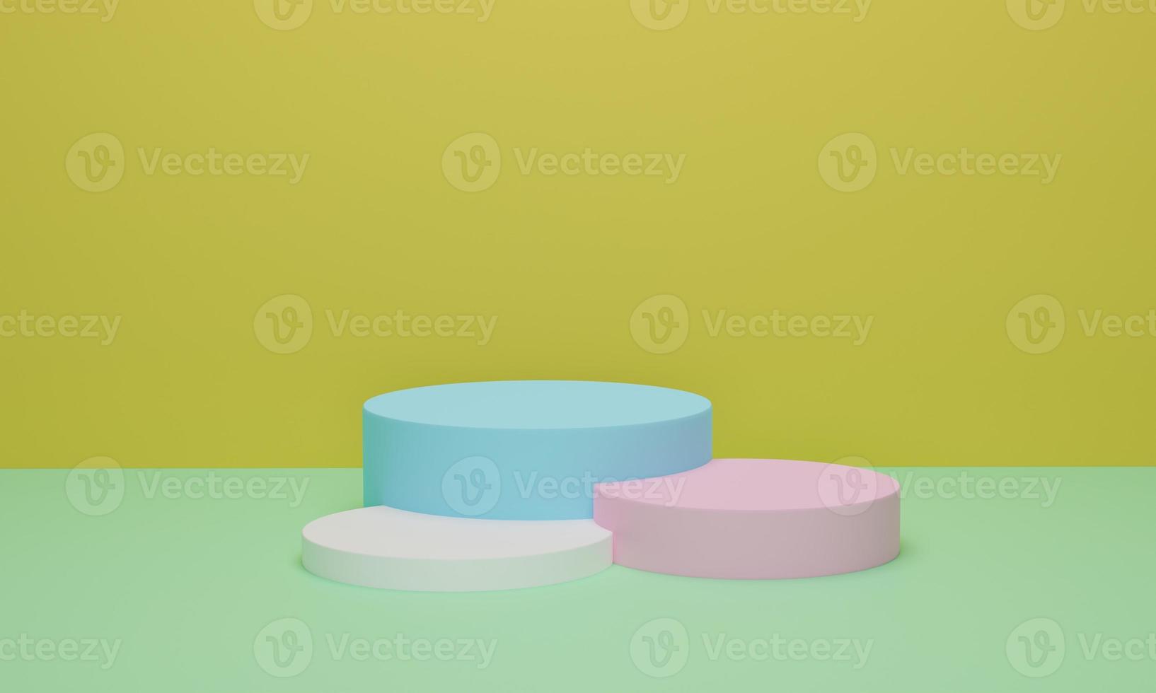 Abstract scene colorful minimal background. studio with geometric shapes. Platforms for product presentation. Minimalism concept. 3d rendering photo