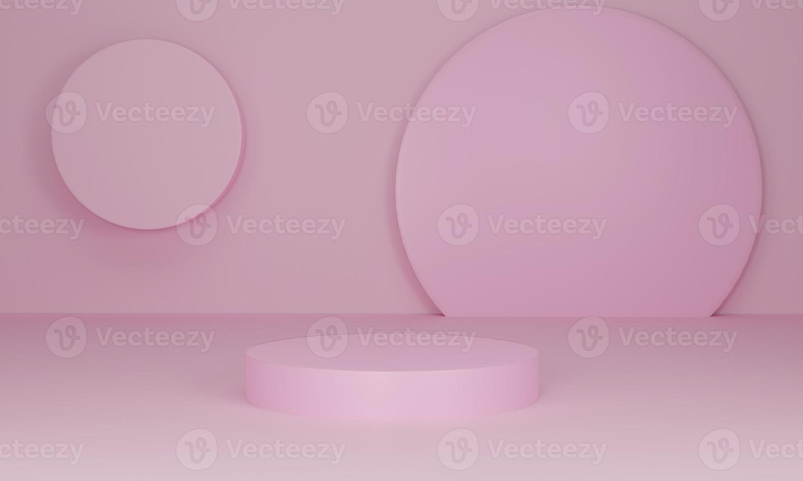 3D rendering. Pink cylinder podium on pastel color background. Abstract minimal scene with geometrical. photo