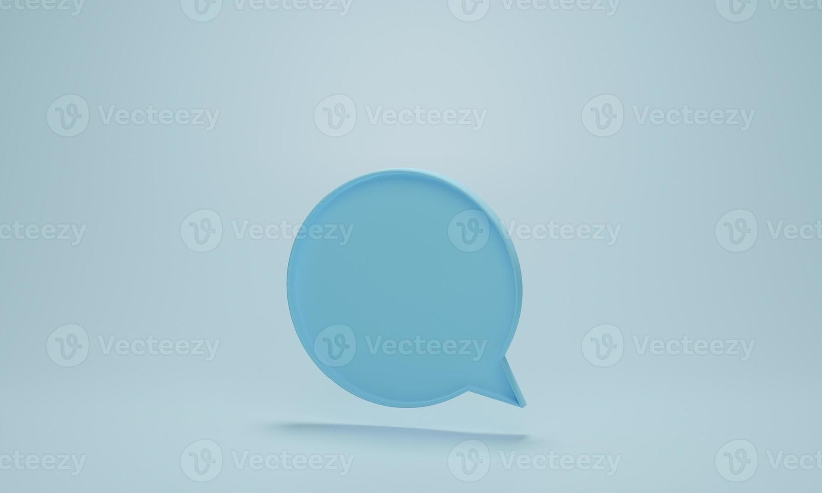 Chat bubble icons or speech bubbles sign symbol on blue pastel background. Concept of chat, communication or dialogue. 3d rendering illustration. photo