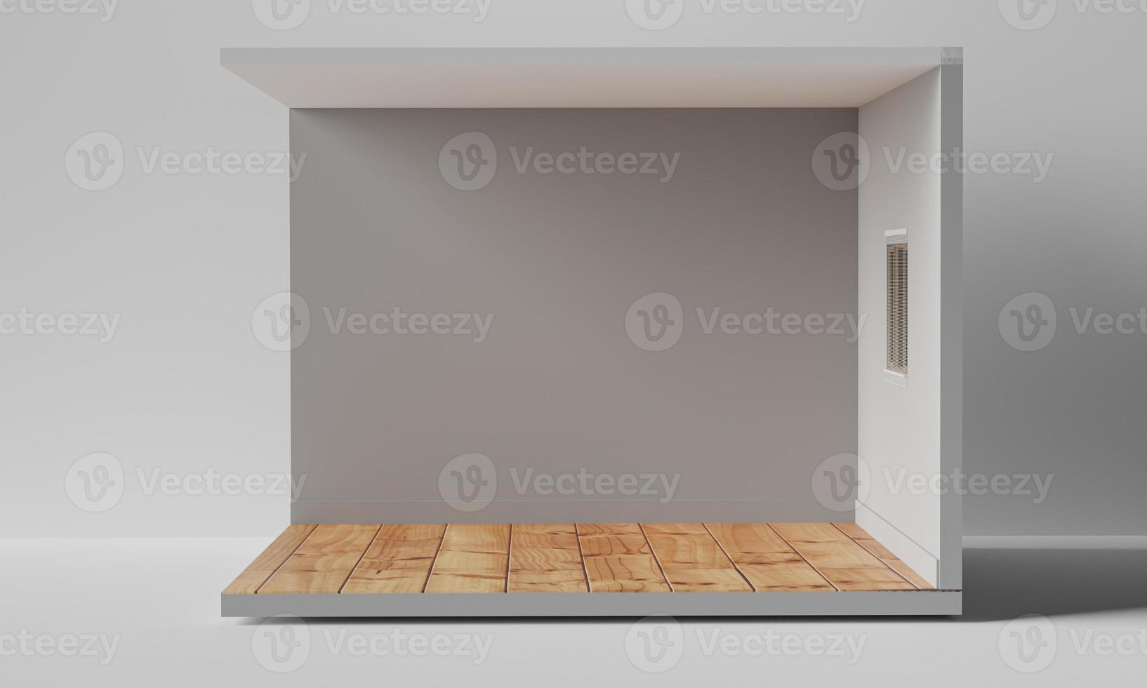 Empty room interior with wooden floor and window on white background. 3d Render photo