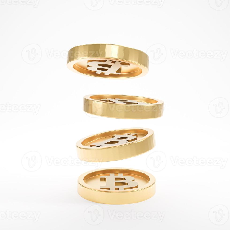 Coin bitcoin falling on a white background. 3d rendering photo