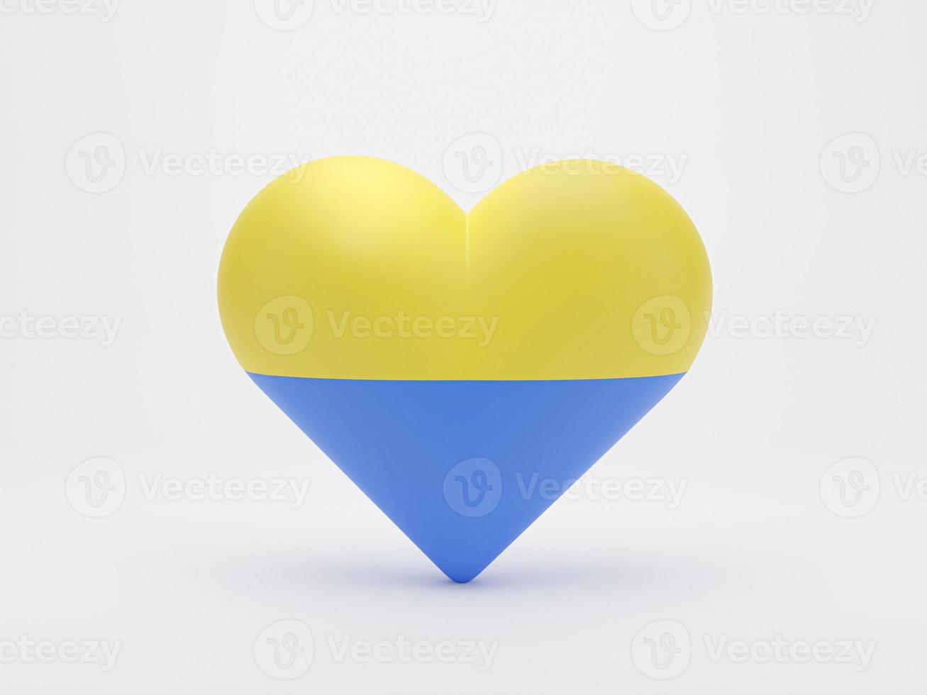 Heart shaped with national flag of Ukraine. 3D rendering illustration photo