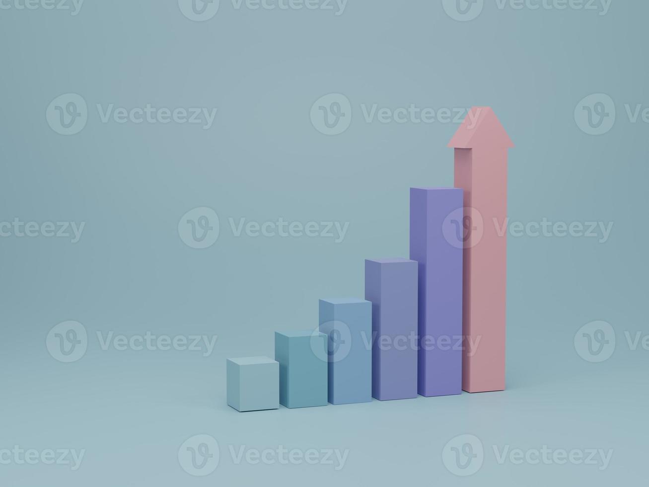 Ascending graph for growing success business and finance. Growth, finance, graph and invest business concept. 3d render illustration. photo