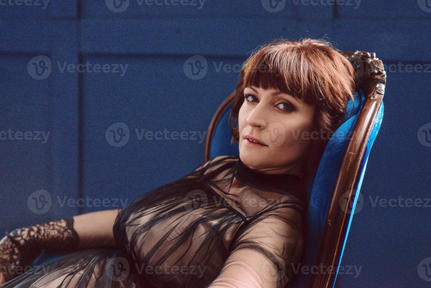 woman in vintage dress indoor photo