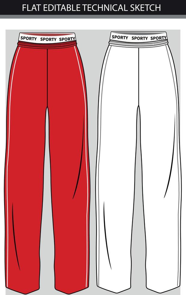 pantalón de pierna ancha con archivo vectorial de cintura elástica vector