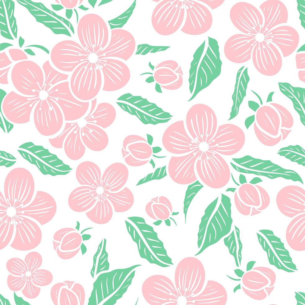 Blossoming sakura branches seamless pattern vector