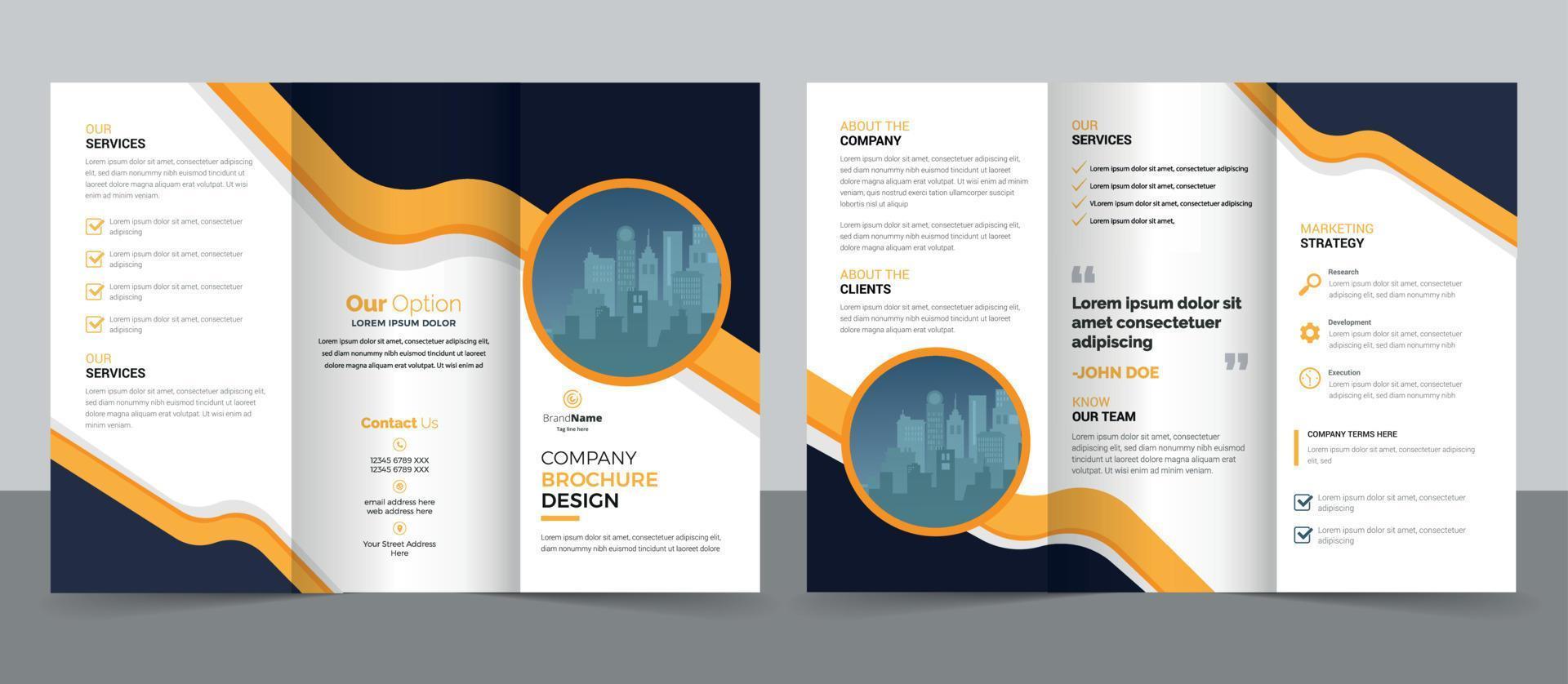 plantilla de diseño de folleto tríptico para su empresa, empresa, negocios, publicidad, marketing, agencia y negocios en Internet. vector