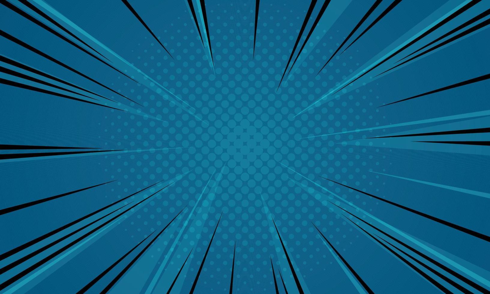 Manga. Speed lines comic effect on blue background. vector