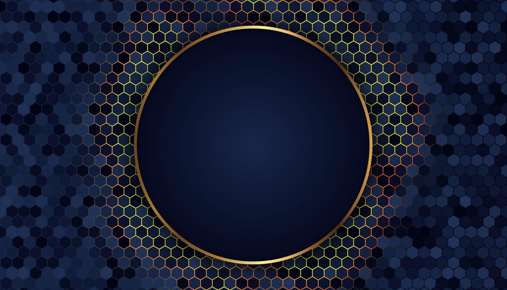 Abstract dark blue background with golden lines and dots vector