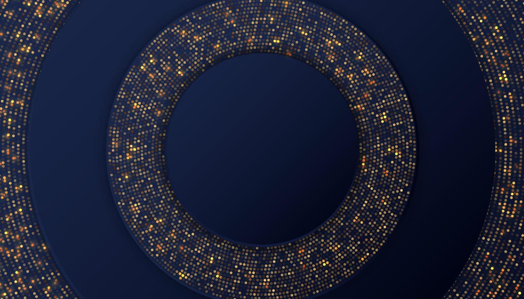 dark blue overlap background with golden light line vector