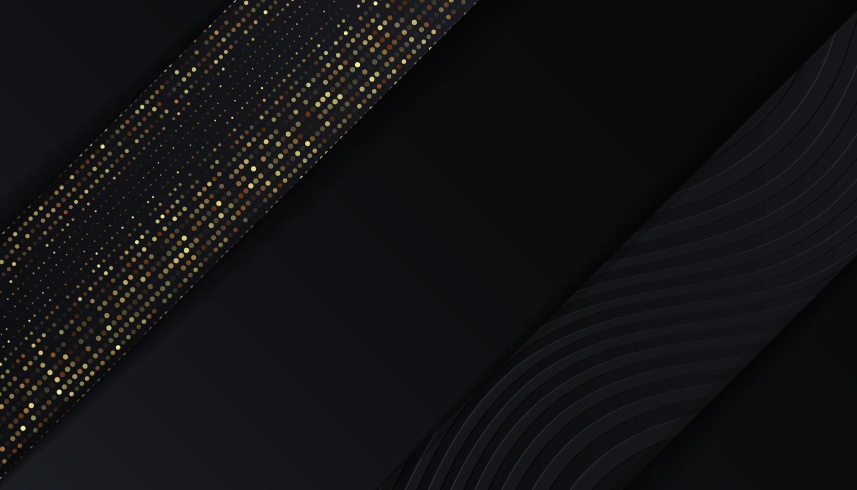 luxury black background with golden glitter dots vector