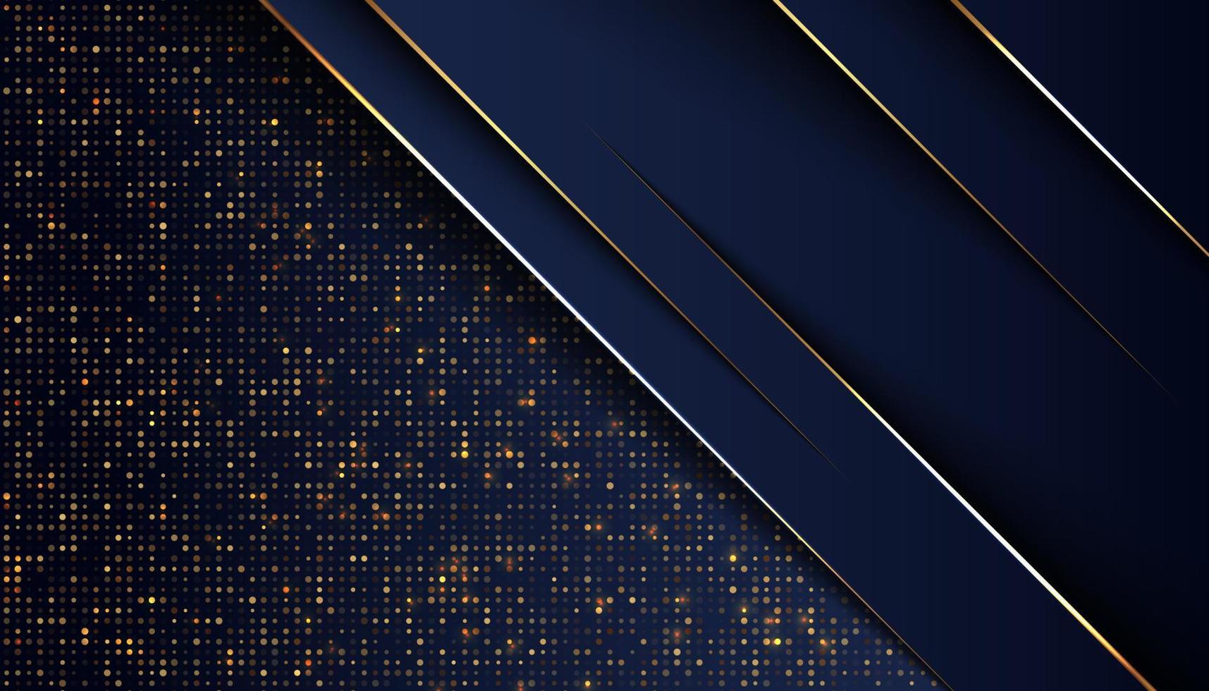 dark blue overlap background with golden light line vector