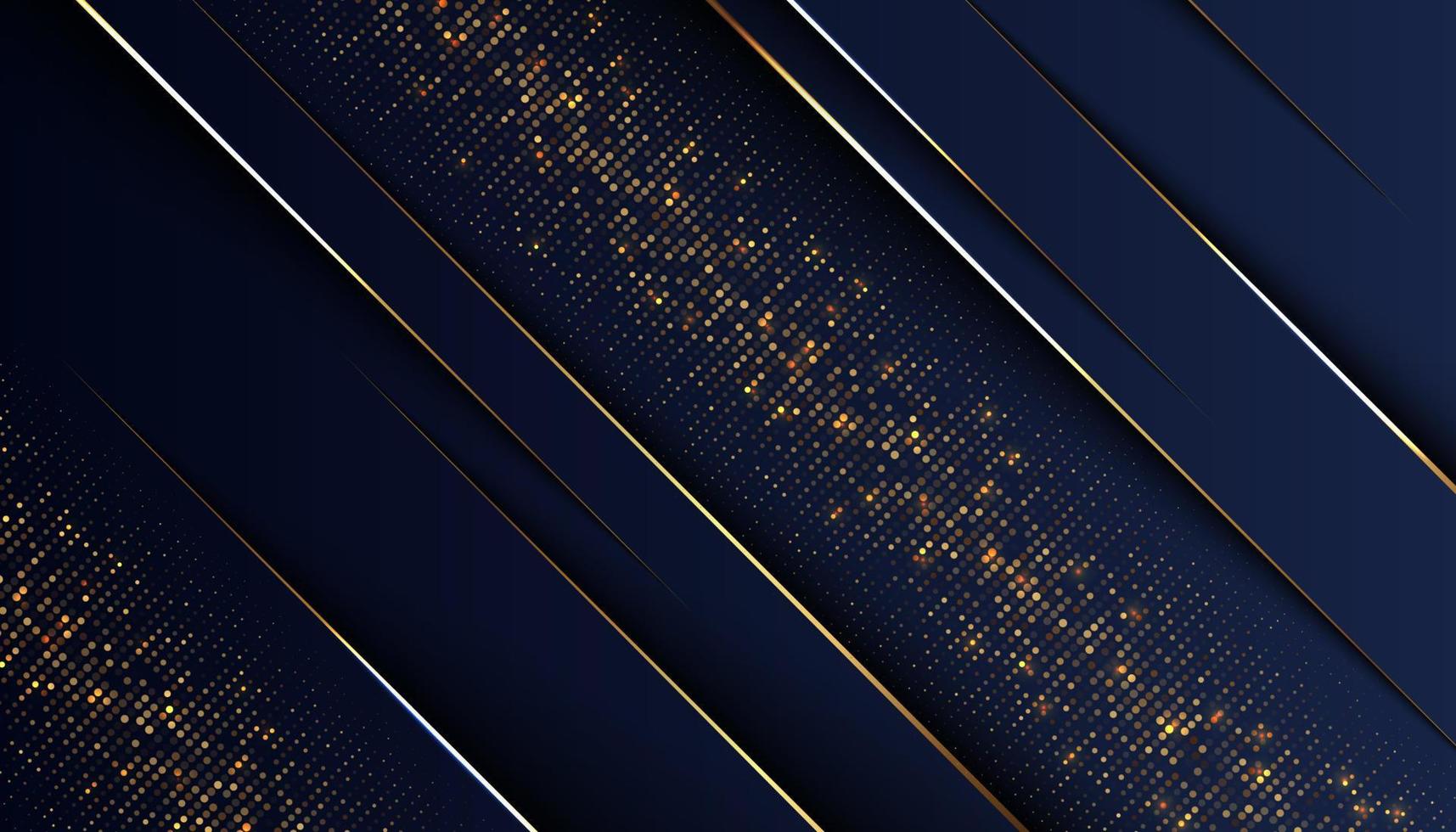 dark blue overlap background with golden light line vector