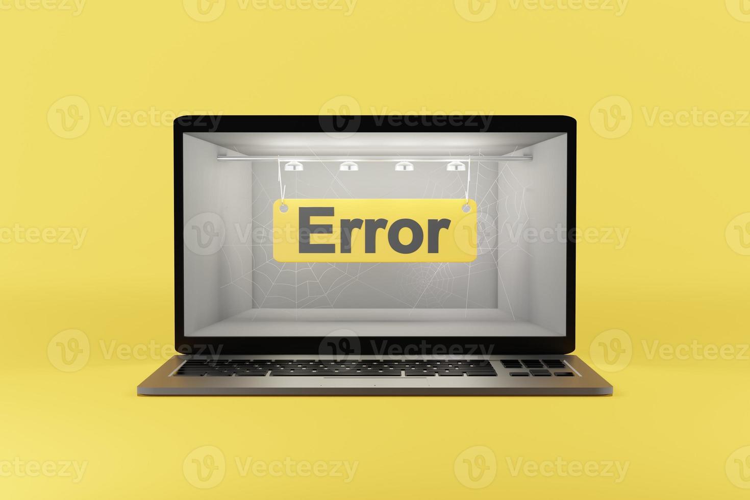 Error - text on the computer screen. 3d rendering. photo