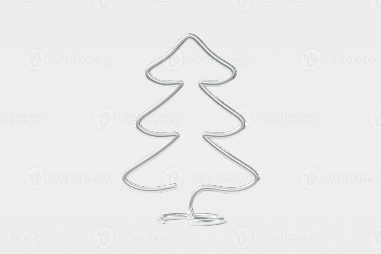 Stylish Christmas tree made of metal wire. Concept illustration pine on a light white background, greeting card, congratulation, invitation. 3D rendering photo