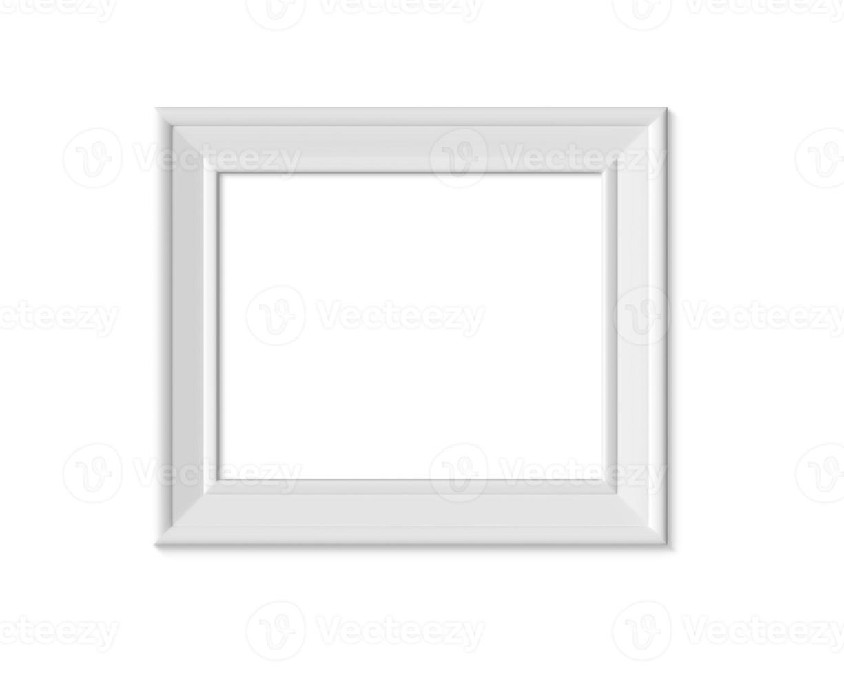 4x5 Horizontal Landacape picture frame mockup. Realisitc paper, wooden or plastic white blank for photographs. Isolated poster frame mock up template on white background. 3D render. photo