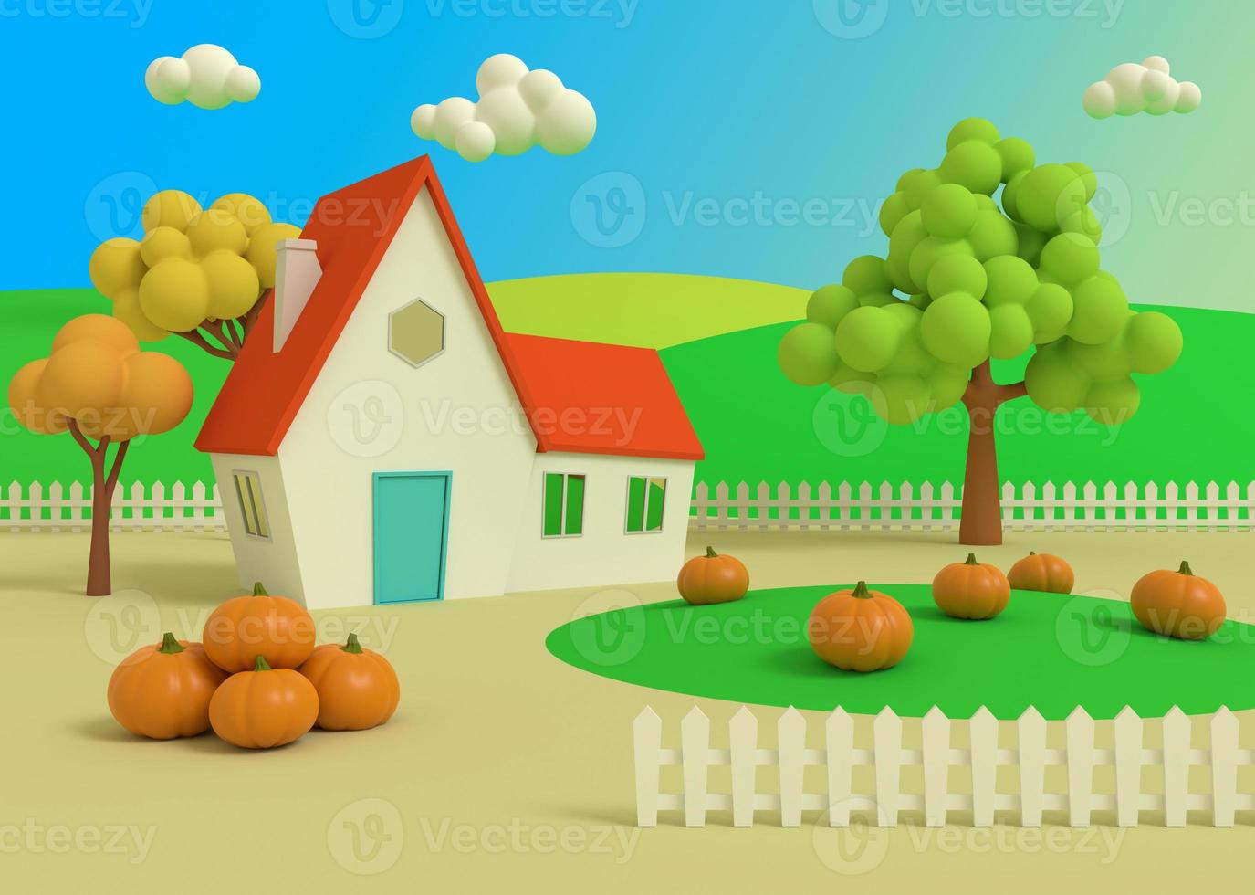 pintoresco paisaje rural con cosecha en estilo de dibujos animados. Representación 3D. casa en el campo de calabazas en el fondo de los anteriores de otoño. 6469523 Foto de stock en Vecteezy pintoresco paisaje rural con cosecha en estilo de dibujos animados. Representación 3D. casa en el campo de calabazas en el fondo de los anteriores de otoño. 6469523 Foto de stock en Vecteezy