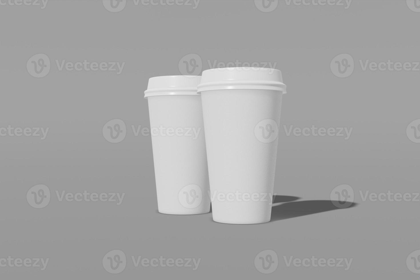 juego de dos tazas de maquillaje de papel blanco con una tapa sobre un  fondo gris. representación 3d 6469562 Foto de stock en Vecteezy