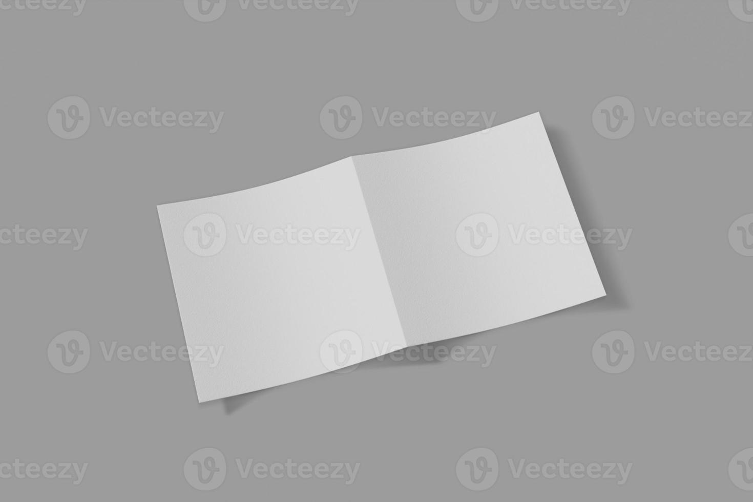 Mockup square booklet, brochure, invitation isolated on a grey background with soft cover and realistic shadow. 3D rendering. photo