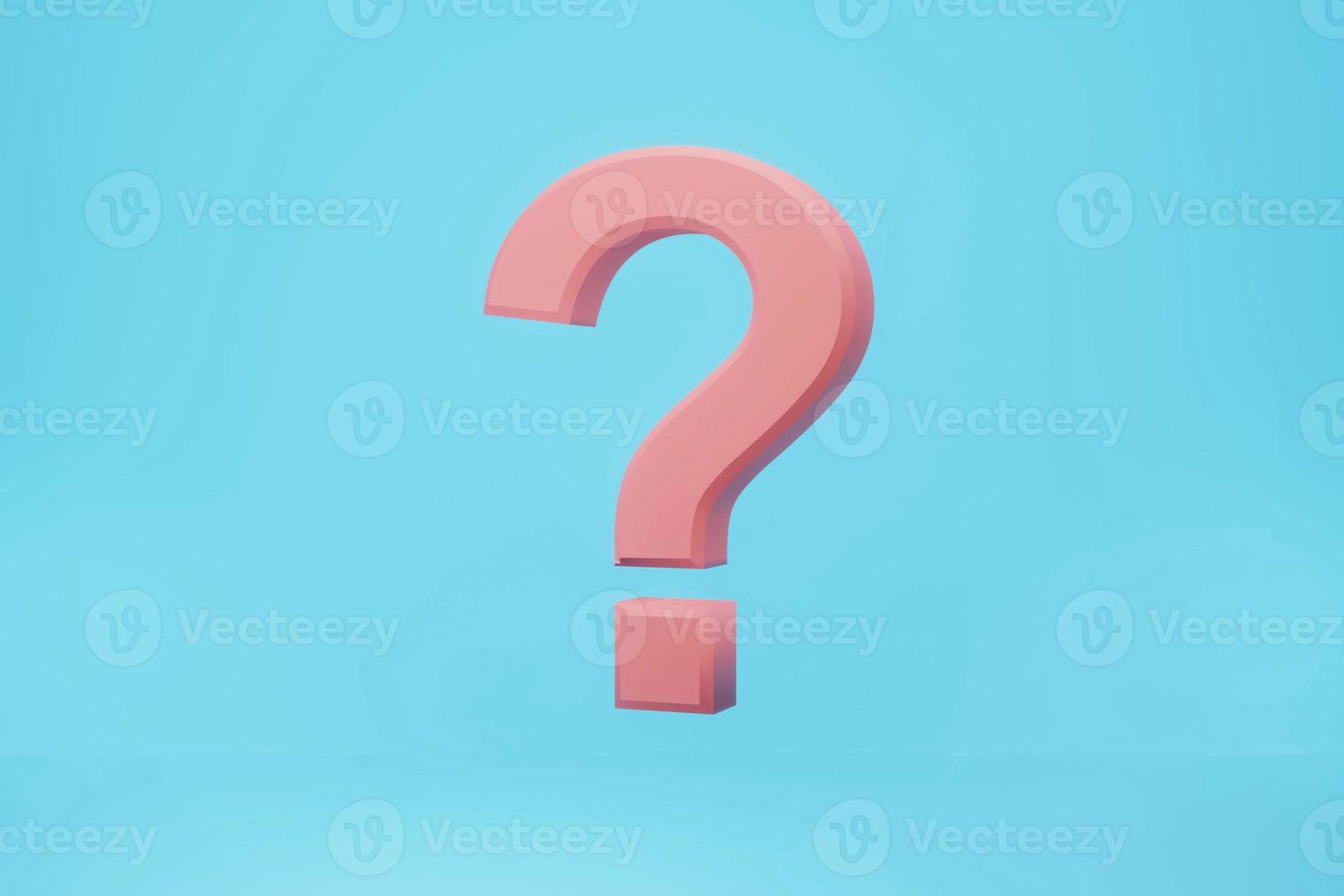 Question mark on a blue background. 3d rendering. photo
